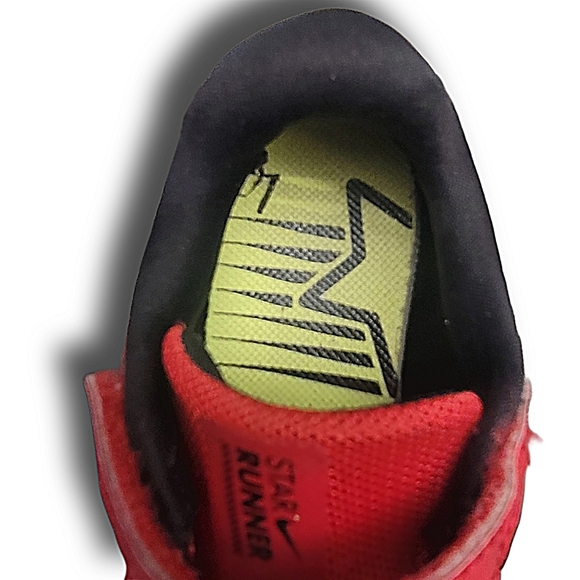 Nike Little Kid Star Runner 2.0 Red Sneakers Shoes Size 11C Black Swoosh Logo - Picture 6 of 14